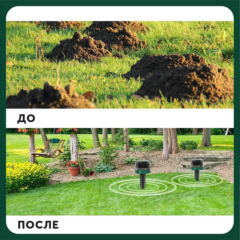 До и после применения отпугивателя грызунов и насекомых Garden Pro