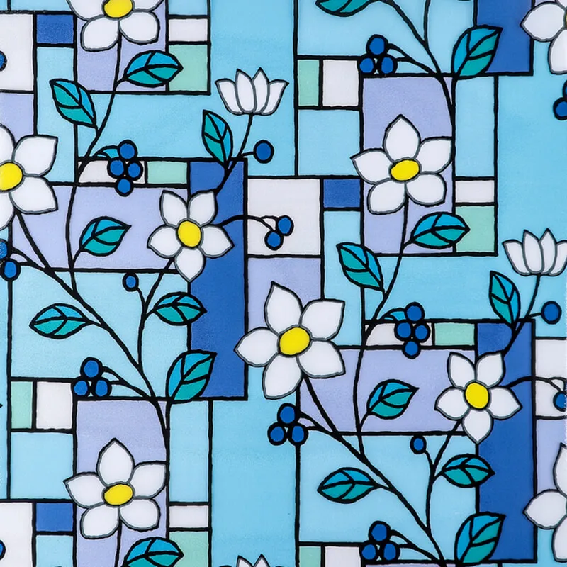 Плёнка витражная «Мозаика из цветов»