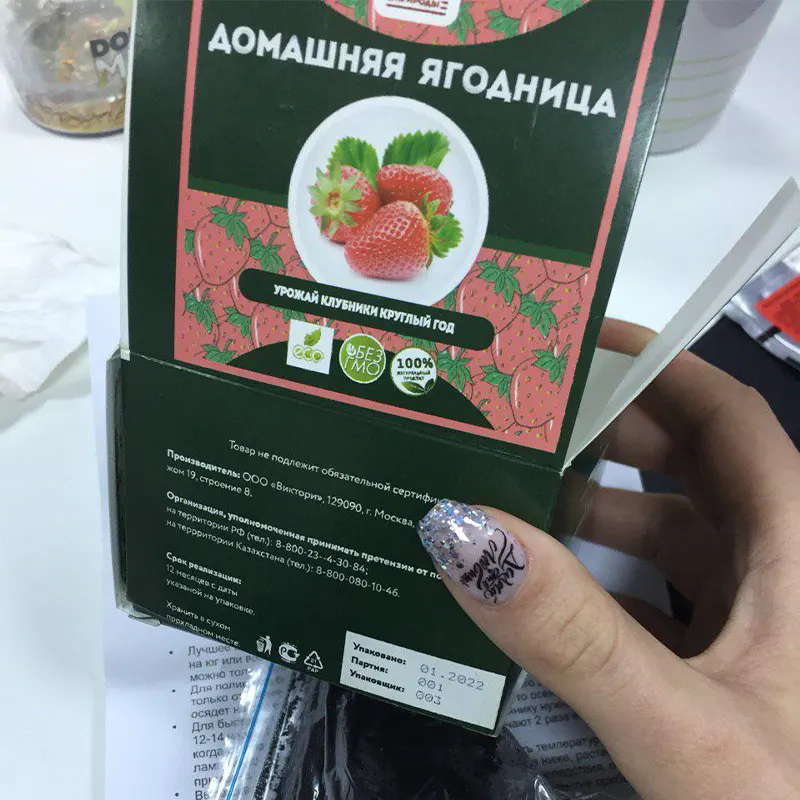 Картонная упаковка домашней ягодницы клубники Кладовая природы