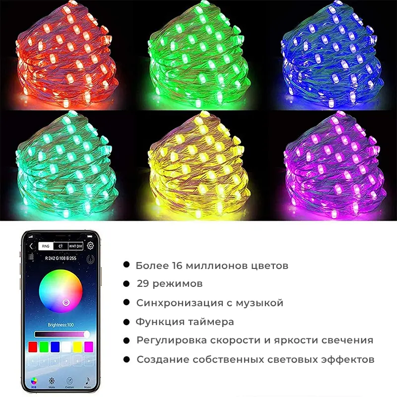 Характеристики гирлянды Encora с управлением на телефоне