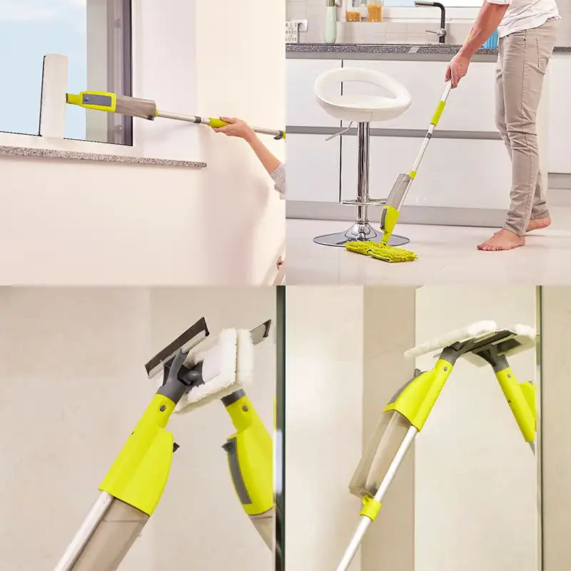 Мытьё стёкол и полов шваброй с распылителем воды