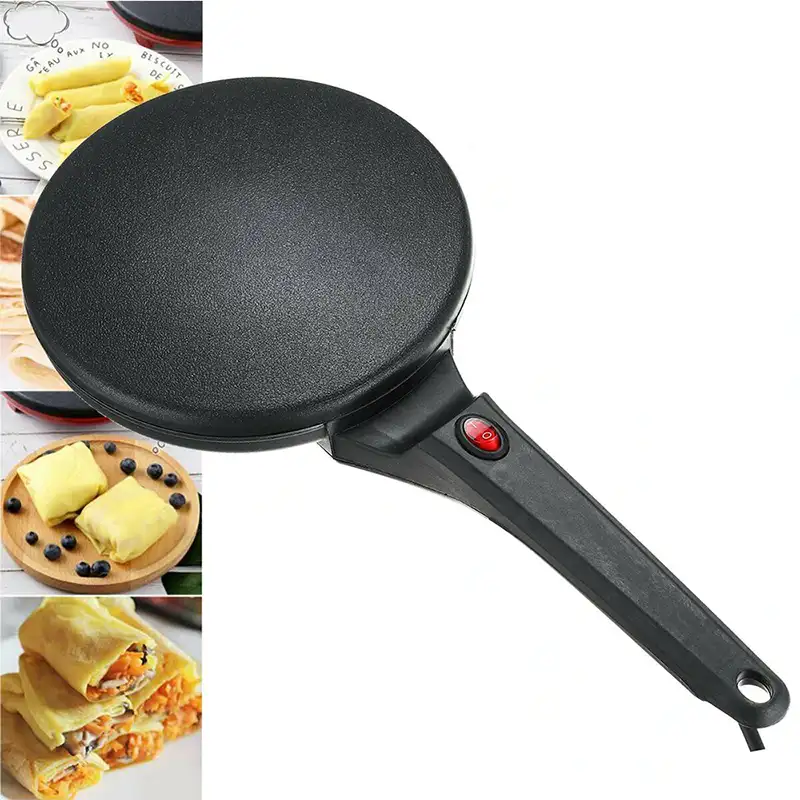 Электрическая блинница на фоне блинов