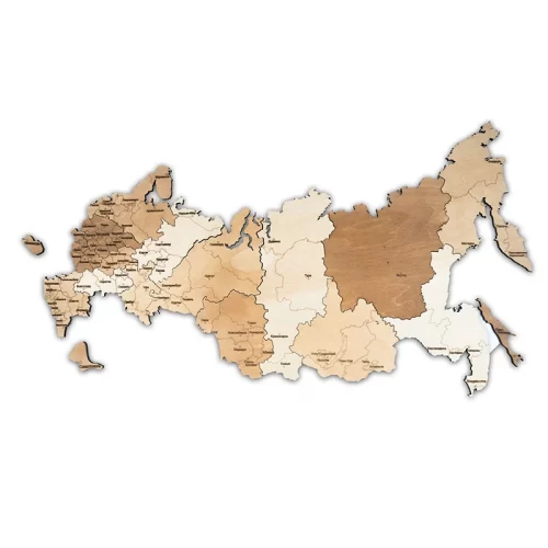 Деревянный пазл карта России на белом фоне