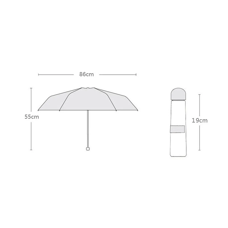 Размеры капсульного мини-зонта