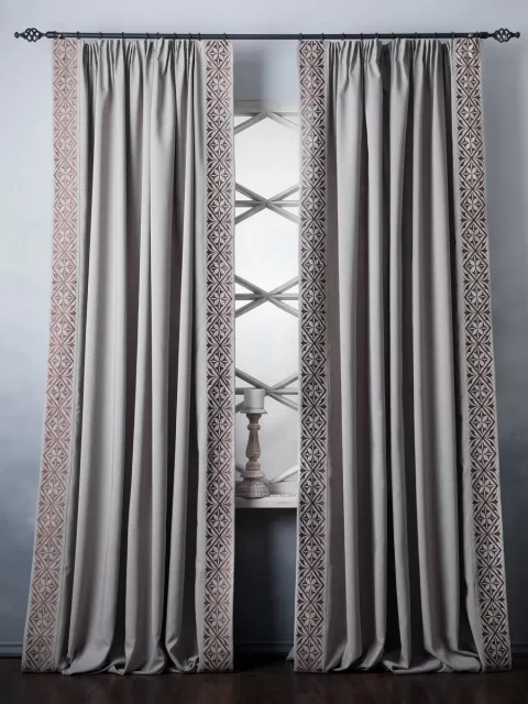 Бежево-серые шторы Дюпон