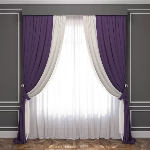 Шторы Латур баклажанового с белым цвета