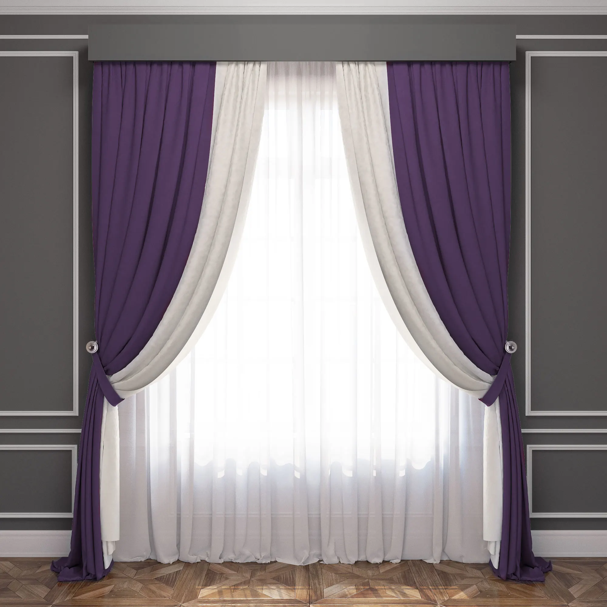 Шторы Латур баклажанового с белым цвета