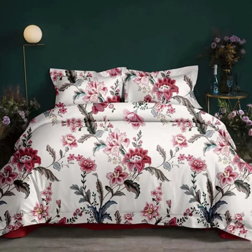 Постельное бельё с красными цветами