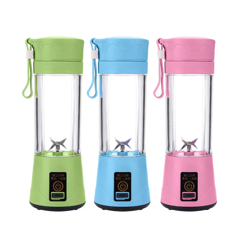 Зелёный, голубой и розовый портативные блендеры для смузи