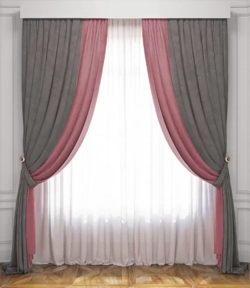 Серо-розовые шторы Латур