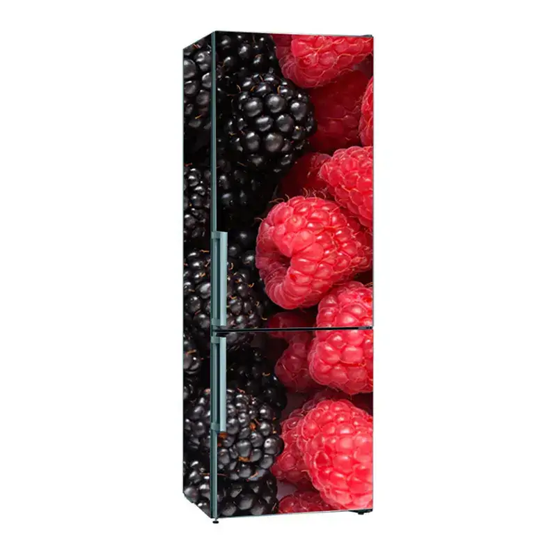 Наклейки на холодильник с чёрной и красной малиной