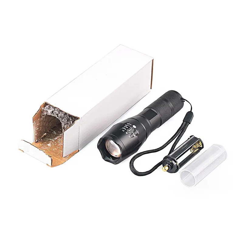 Картонная упаковка, фонарь Атомный луч, кейс для хранения батареек, отсек для аккумулятора.