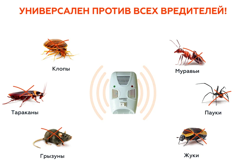 Против каких вредителей эффективен отпугиватель Riddex