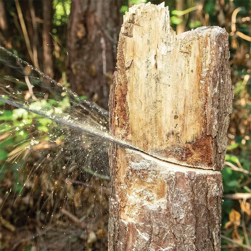 Спиливание дряхлого пня ручной цепной пилой