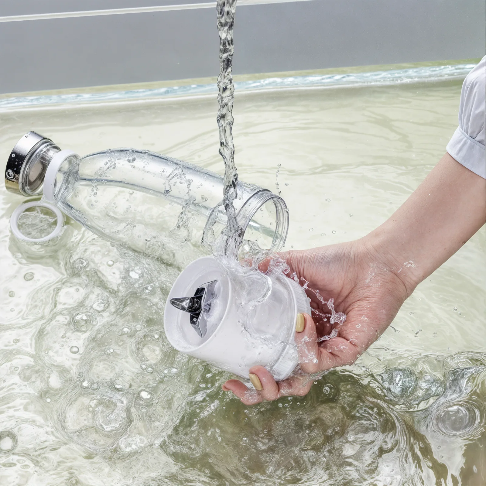 Блендер Fresh Juice моют под проточной водой.