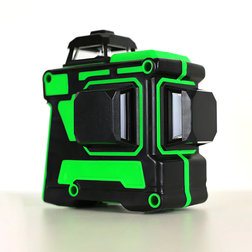 Профессиональный лазерный нивелир с зеленым лучом, черно-неоновый зеленый дизайн